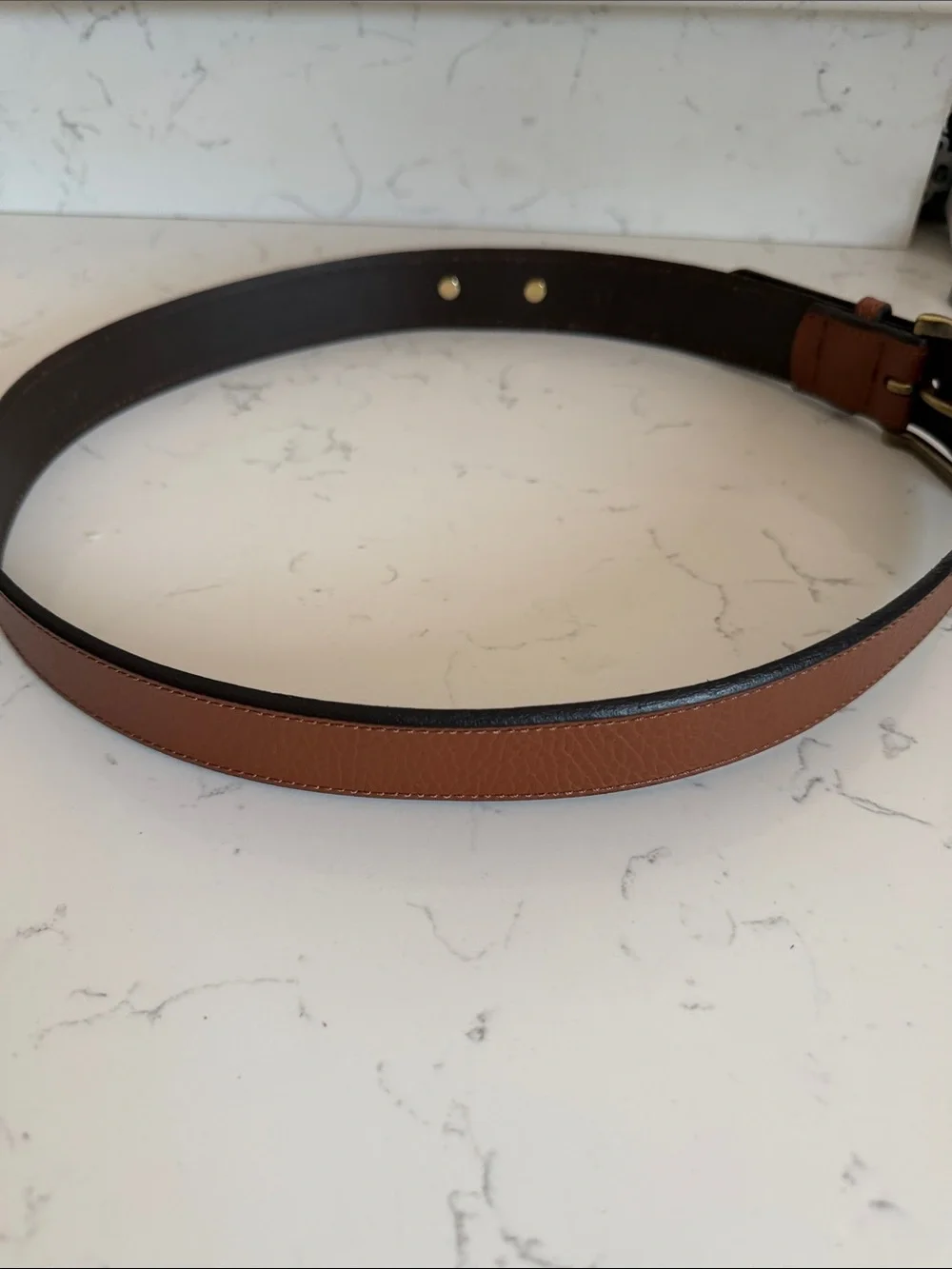 Vintage Polo by Ralph Lauren Brown Leather Belt with Brass Plaque